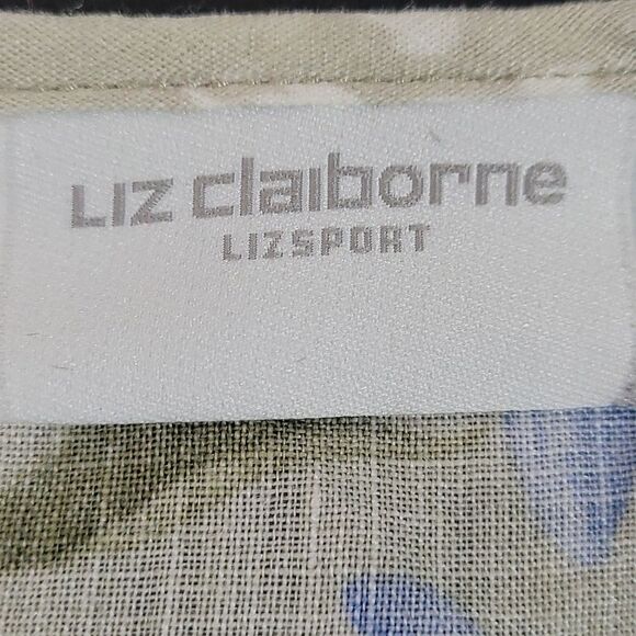 Liz Claiborne Floral Blouse - Blue and White All Linen - Picture 4 of 6
